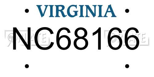 NC68166 Virginia License Plate