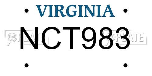 NCT983 Virginia License Plate