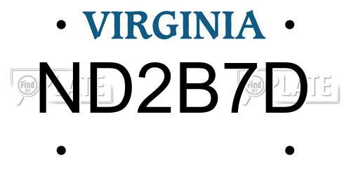 ND2B7D Virginia License Plate