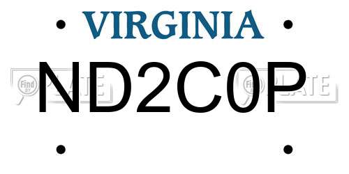 ND2C0P Virginia License Plate