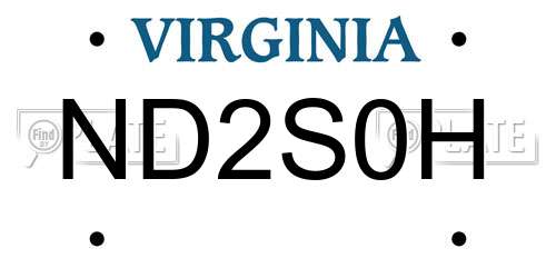 ND2S0H Virginia License Plate