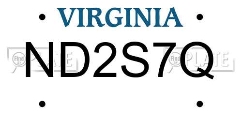 ND2S7Q Virginia License Plate