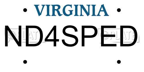 ND4SPED Virginia License Plate