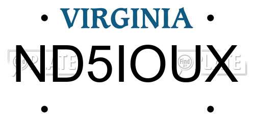 ND5IOUX Virginia License Plate