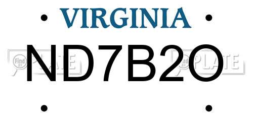 ND7B2O Virginia License Plate