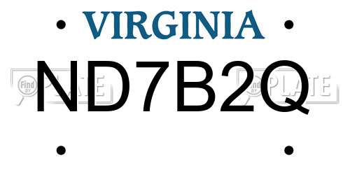 ND7B2Q Virginia License Plate