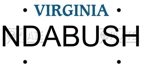 NDABUSH Virginia License Plate