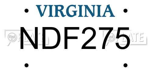 NDF275 Virginia License Plate