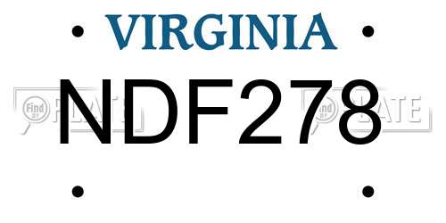 NDF278 Virginia License Plate