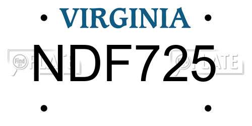 NDF725 Virginia License Plate
