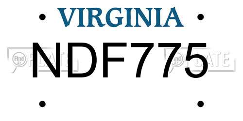NDF775 Virginia License Plate