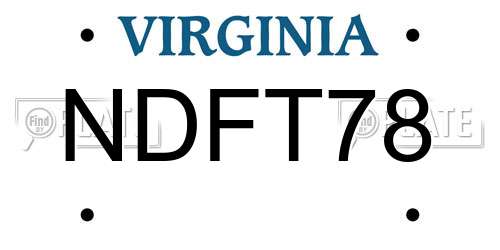 NDFT78 Virginia License Plate