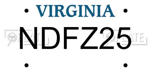NDFZ25 Virginia License Plate