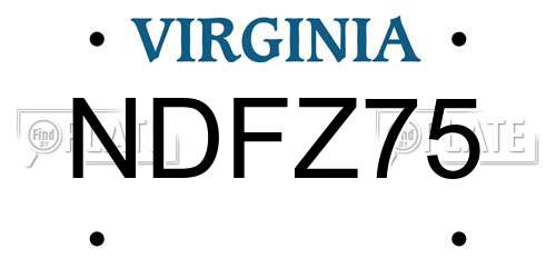 NDFZ75 Virginia License Plate