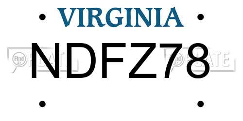 NDFZ78 Virginia License Plate