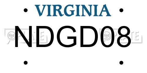 NDGD08 Virginia License Plate