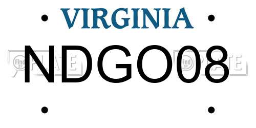 NDGO08 Virginia License Plate