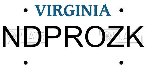 NDPROZK Virginia License Plate