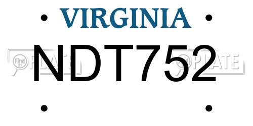 NDT752 Virginia License Plate