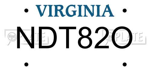 NDT82O Virginia License Plate