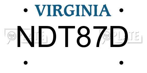 NDT87D Virginia License Plate