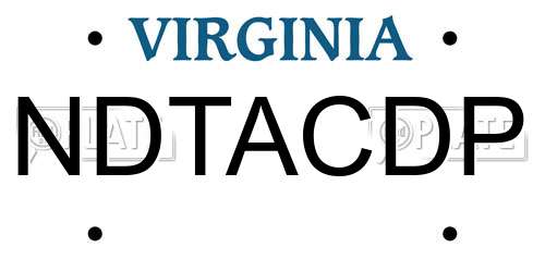 NDTACDP Virginia License Plate