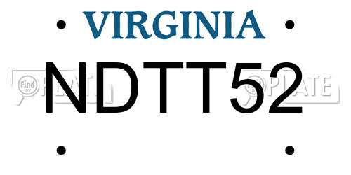 NDTT52 Virginia License Plate