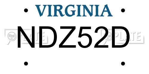 NDZ52D Virginia License Plate