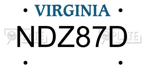 NDZ87D Virginia License Plate