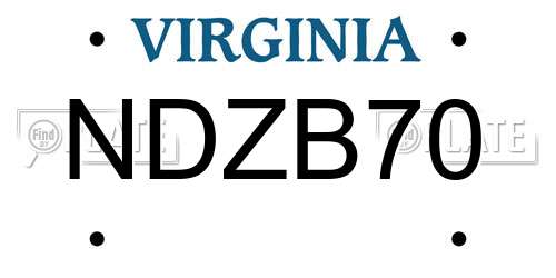 NDZB70 Virginia License Plate