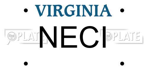 NECI Virginia License Plate