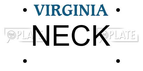 NECK Virginia License Plate