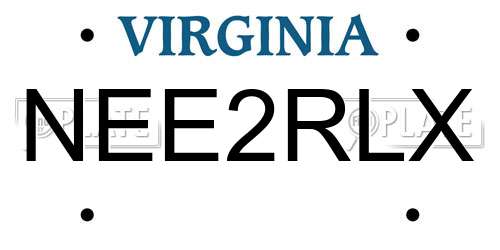 NEE2RLX Virginia License Plate