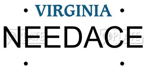 NEEDACE Virginia License Plate