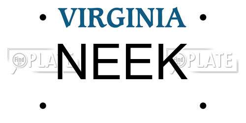 NEEK Virginia License Plate