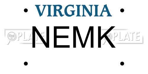 NEMK Virginia License Plate