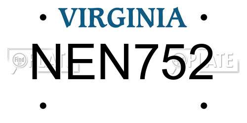 NEN752 Virginia License Plate