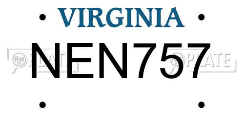NEN757 Virginia License Plate
