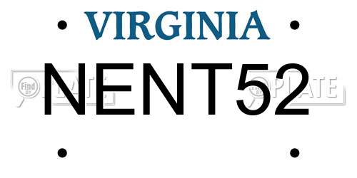 NENT52 Virginia License Plate