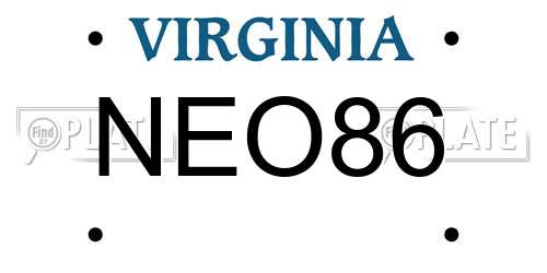 NEO86 Virginia License Plate