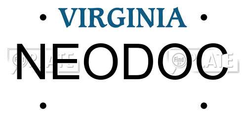 NEODOC Virginia License Plate