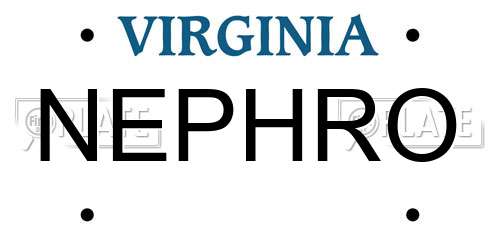 NEPHRO Virginia License Plate