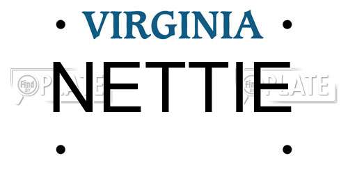 NETTIE Virginia License Plate