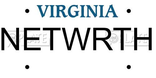 NETWRTH Virginia License Plate