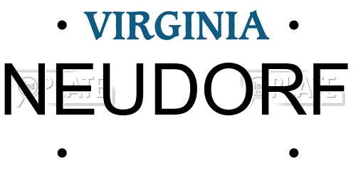 NEUDORF Virginia License Plate