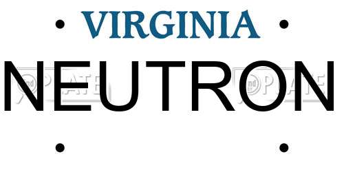 NEUTRON Virginia License Plate