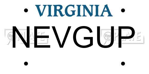 NEVGUP Virginia License Plate