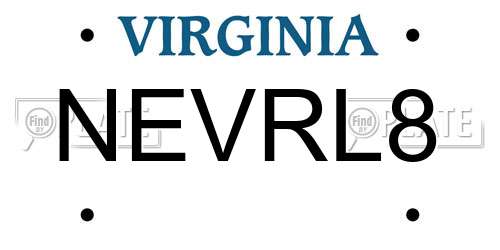 NEVRL8 Virginia License Plate