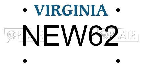 NEW62 Virginia License Plate