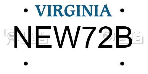 NEW72B Virginia License Plate